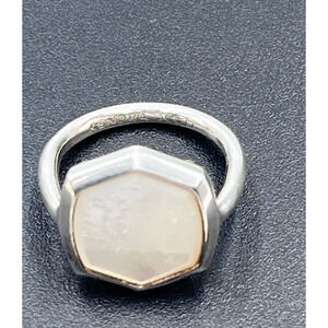 Kendra Scott Mother of Pearl Davis Sterling Silver Cocktail Ring Sz 5